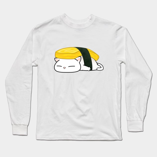 Chubby Cat Tamago Sushi Long Sleeve T-Shirt by Takeda_Art